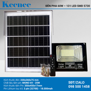Đèn pha led năng lượng mặt trời công suất 60W