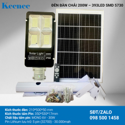 Đèn bàn chải năng lượng mặt trời công suất 200w mã KBC-200
