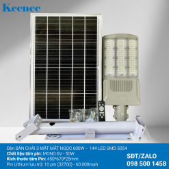Đèn năng lượng mặt trời bàn chải 3 mặt Mắt Ngọc công suất 600W mã KBC3M-600