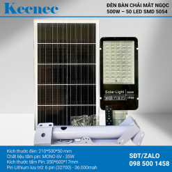 Đèn Led năng lượng mặt trời bàn chải Mắt Ngọc công suất 500w mã KBCMN-500