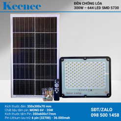 Đèn Led năng lượng mặt trời chống lóa công suất 300W mã KCL-300