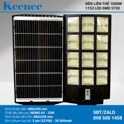 Đèn năng lượng mặt trời liền thể mã KLT-1000 công suất 1000w