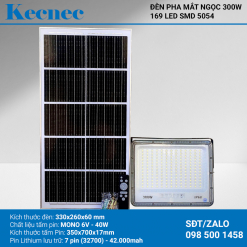 Đèn pha led năng lượng mặt trời Mắt Ngọc 300w mã KMN-300