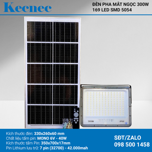 Đèn pha led năng lượng mặt trời Mắt Ngọc 300w mã KMN-300